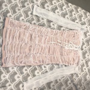 White of the shoulder mini dress